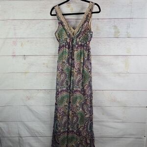 Eyelash Couture Island Style Boho Maxi Dress Sz MED NwT